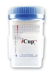 Test Drug Urine Cup Drugs of Abuse Test Kit iCup® A.D. AMP, BAR, BZO, COC, mAMP/MET, MTD, OPI, OXY, PCP, PPX, TCA, THC (CR, OX, pH) 25 Tests CLIA Waived by Abbott Rapid Dx North America LLC  ID I-DUE-1127-022